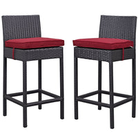 Modway - Lift Terrasse extérieure Tabouret de bar - Espresso Rouge - Ensemble de 2-Pour divertir ou pour un usage quotidien