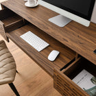 Modway - Merit Fixation murale de 60" Bois Bureau - Noyer-Tiroirs à extension complète