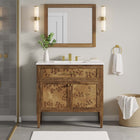 Modway - Elysian 36" Vanette de salle de bain - Brun blanc-Trous centraux de 8"