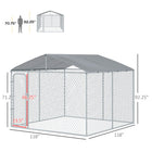 PawHut - Chenil pour chien extérieur 9,8 pi L x 9,8 pi l x 7,7 pi H avec toit, enclos pour chien avec housse imperméable résistante aux UV-Le toit avec auvent offre une protection contre la pluie et le soleil 
