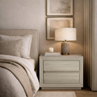 Manhattan Comfort - Table de nuit contemporaine Soren 32" à 2 tiroirs - Chêne blanchi-Table de nuit moderne avec tiroirs sans poignées pour une esthétique épurée et minimaliste
