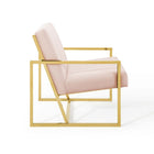 Modway - Inspire Chenal Touffé Performance Velvet Fauteuil - Rose-Touffage vertical des chenaux