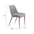Zuo - Magnus Chaise de salle à manger - Gris ardoise/Noyer - Ensemble de 2-6