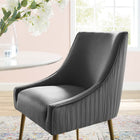 Modway - Discern Dos plissé Velours Performance Rembourré Chaise à manger - Gris-Tissu résistant aux taches durable