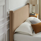 Modway - Rael Performance Velvet Lit de plateforme complet, Taupe-Tête de lit et pied rembourrés