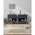 Manhattan Comfort - DUMBO Table de nuit moderne 1 tiroir 51 cm - Bleu Minuit - Lot de 2-Comprend 1 tiroir à extension totale avec tiroir supérieur au design à rainures verticales