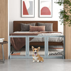 PawHut - Barrière pour animaux autoportante - pliable avec 2 pieds de support - gris-Deux pieds de support pour la stabilité et l'équilibre 