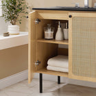 Modway - Chaucer 30" Vanette de salle de bain - Noir de chêne-Portes en rotin tissé