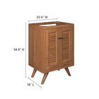 Modway - Birdie 24" Bois de teck Armoire de toilette de salle de bain (lavabo non inclus) - Naturel-Deux portes à lattes