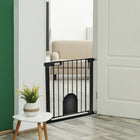 PawHut - Barrière pour animaux extra large 30"-32" avec petite porte - 30"H - Noir-Livrée avec un bloc de verrouillage inférieur, ce qui améliore la stabilité