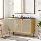 Modway - Chaucer 48" Meuble de salle de bain à double lavabo - Noir de chêne-Boutons d’armoire en métal