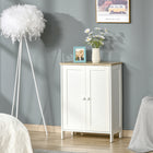 HOMCOM - Armoire de rangement de cuisine 23,6 po L - double portes - blanc-Deux étagères intérieures réglables peuvent être verrouillées à trois hauteurs fixes 
