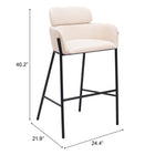 Zuo - Bremor Tabouret de bar - Beige-Garantie limitée de 3 ans