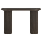 Hudson&Canal - Table console ovale cannelée Isa - 55 po l - Chêne brun-La table est fabriquée en MDF et PVC de haute qualité avec une finition imitation bois