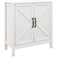 HOMCOM - Armoire de rangement de cuisine style ferme 31,5 po L - blanc-Style ferme moderne avec une porte de grange et une finition aspect bois 