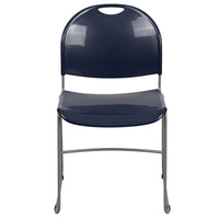 Flash Furniture - Chaise ultra-compacte empilable marine de la série HERCULES avec une et cadre enduit de poudre argentée-Ensemble de 5 chaises empilables polyvalentes