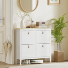 HOMCOM - Armoire à chaussures avec tiroirs basculants au design étroit - blanc-Design mince idéal pour les petits logements et les espaces restreints 