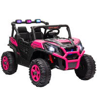 Qaba - Voiture pour enfants à batterie 24V 7AH avec 2 places - rose-Les deux moteurs offrent une performance puissante de 24V pour des trajets passionnants 