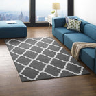Modway - Marja Treillis marocain Tapis de 5 pi l x 8 pi L - Charbon de bois et ivoire-Tissage serré à poil bas