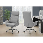 Monarch Specialties - 7251 Chaise de Bureau Ergonomique Aspect Cuir - Gris-9