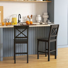 HOMCOM - Tabourets de bar hauteur comptoir avec dossier croisé et repose-pieds - noir - paquet de 2-Style maison de ferme avec design à cadre en X décoratif 
