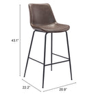 Zuo - Byron Tabouret de bar - Brun-Garantie limitée de 3 ans