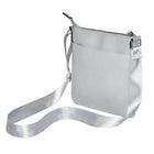 Nicci - Sac à bandoulière pour femme avec poche avant zippée - Gris clair-Poche fendue à l'arrière avec fermeture à bouton-pression magnétique