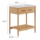 Modway - Zaire 30" Vanette de salle de bain - Blanc naturel-Tiroir compact