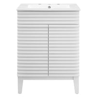 Modway - Render 24" Vanette de salle de bain - Blanc blanc-Trous étendus de 8"