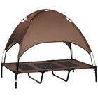 PawHut - Lit surélevé rafraîchissant pour animaux avec auvent pour grands chiens XL - 48 po L x 36 po l x 43 po H - café-Surélevé du sol pour plus de confort et pour permettre la circulation de l'air sur tous les côtés 