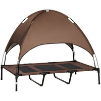 PawHut - Lit surélevé rafraîchissant pour animaux avec auvent pour grands chiens XL - 48 po L x 36 po l x 43 po H - café-Surélevé du sol pour plus de confort et pour permettre la circulation de l'air sur tous les côtés 