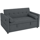 HOMCOM - Canapé-lit gigogne avec ports USB - gris foncé-Se transforme du canapé au lit d’appoint en quelques secondes, convient aux petits espaces, design facile à tirer avec roulettes 