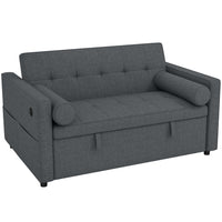 HOMCOM - Canapé-lit gigogne avec ports USB - gris foncé-Se transforme du canapé au lit d’appoint en quelques secondes, convient aux petits espaces, design facile à tirer avec roulettes 