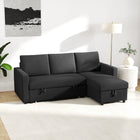 HOMCOM - Canapé-lit modulaire d’angle convertible 3 places - noir-Comprend 3 coussins de dossier avec housses amovibles et lavables 