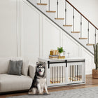 PawHut - Meuble caisse pour chien 39 po pour grands chiens - blanc-Aération sur trois côtés, pour que votre chien ne se sente pas à l'étroit à l'intérieur 