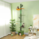 PawHut - Arbre à chat du sol au plafond 90,5 po-108 po hauteur réglable - vert-Design compact qui s’intègre facilement dans les petites pièces 