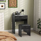 HOMCOM - Coiffeuse avec miroir rabattable et tabouret rembourré - 23,7 po L x 15,8 po l x 31,1 po H - noir-Comprend un tabouret confortable et rembourré 