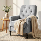 HOMCOM - Fauteuil d’appoint style milieu du siècle moderne avec assise épaisse rembourrée pour chambre - gris-Taille du siège : 18,9 po l x 20,1 po p x 18,5 po H (48 x 51 x 47 cm)  
