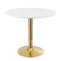 Modway - Verne 35 po Marbre artificiel Table à manger, Or Blanc-Table à manger moderne