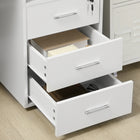 HOMCOM - Bureau d'ordinateur avec tiroirs - 57,1 po L x 19,7 po l x 29,5 po H - blanc-Les patins en PE sont antidérapants et empêchent les rayures 