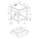 Monarch Specialties - 3201 Table d'Appoint Contemporaine 24 po à 2 Niveaux - Tiroir de Rangement - Stratifié Gris- Métal Noir-Conçue pour durer, cette table d'appoint est facile à assembler et possède un plateau facile à nettoyer, garantissant sa longévité