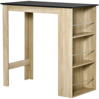 HOMCOM - Table de bar moderne pour cuisine, salle à manger, salon - bois naturel-L'étagère à 3 niveaux offre un espace de rangement généreux pour garder les objets à portée de main 