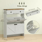 HOMCOM - Armoire à chaussures mince style ferme avec tiroirs rabattables - blanc-Panneau de particules stable pour une utilisation à long terme 