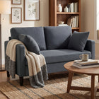 HOMCOM - Canapé 55 po deux places avec coussin à ressorts - gris foncé-Les coussins d'assise et de dossier épais et rembourrés offrent un confort tout au long de la journée   