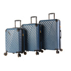 Lucas - Ensemble de 3 valises rigides extensibles et résistantes avec roulettes multidirectionnelles - Bleu-La poignée ergonomique verrouillable à bouton-poussoir est conçue pour tenir confortablement dans votre main.