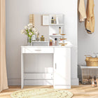 HOMCOM - Coiffeuse avec miroir - 35,4 po L x 15 po l x 54,3 po H - blanc-Avec un dispositif anti-basculement à l'arrière, vous pouvez le fixer au mur pour plus de sécurité 