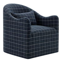 Modway - Bardot Mélange de lin recouvert d’engourdi Chaise d’accent - Denim motif à carreaux fenêtre-Chaise d’accent couverte