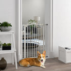 Porte pour animaux de compagnie PawHut - 29"-32" L avec porte à pression pour chiens pour escaliers - Blanc-Système de double verrouillage pour une sécurité supplémentaire