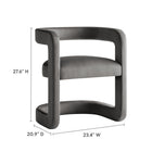 Modway - Winslow Tonneau Performance Velvet Chaise à manger - Storm Grey-Conception du dos ouvert