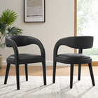 Modway - Pinnacle Cuir végane Chaise à manger Ensemble de 2 - Vinyle noir-Épingles de pied non marquées